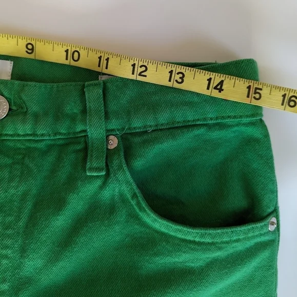 FRAME Le Slouch Mid-rise Straight Leg 5 Pocket Brushed Cotton Jeans, Apple Green